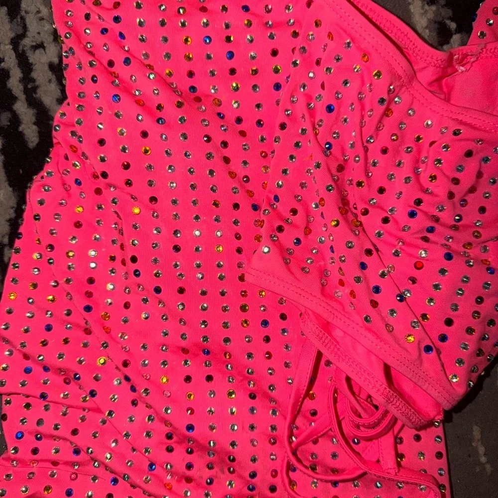 Neon Pink Rhinestone Two-Piece Set - Picture 4 of 4